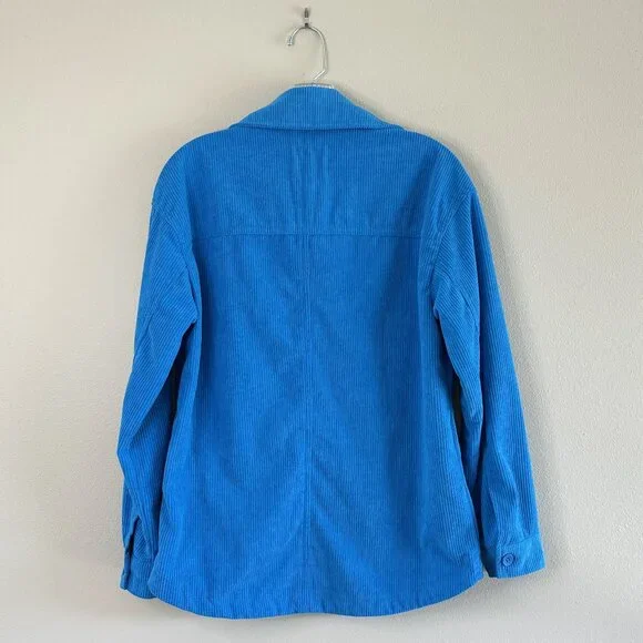 AVEC LES FILLES Tamra Corduroy Shirt Jacket Blue Small - Picture 10 of 11